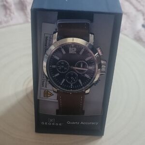 George Quartz Watch with Brown Strap